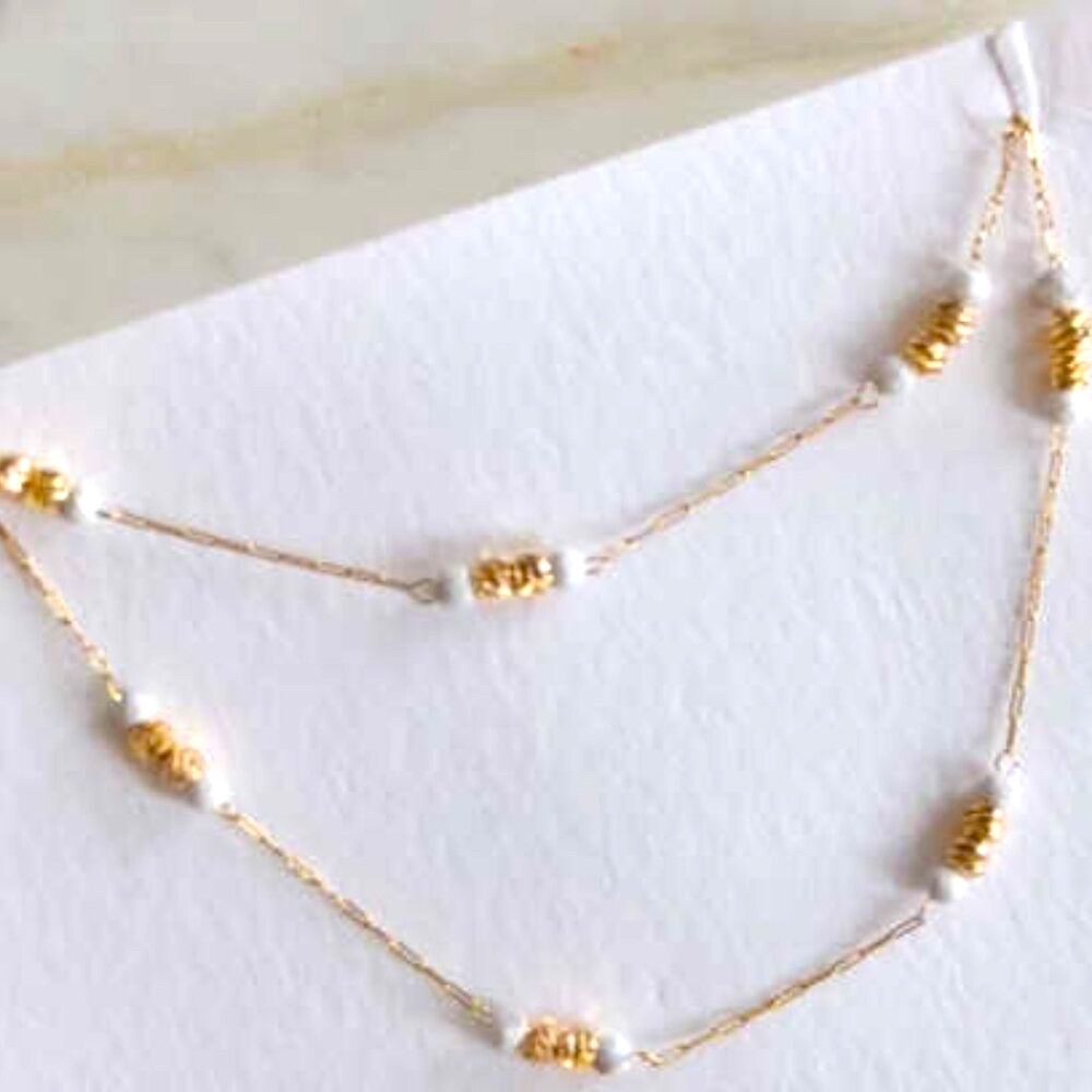 White Turquoise Beaded Necklace